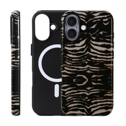 for iPhone 17 ProMax/18 ProMax Case - Wireless Charging for MagSafe, Dual-Layer Design (Outer Hard PC Shell + Inner Soft TPU Shell), Unisex Shockproof Protective Case - Tiger Stripe Pattern.