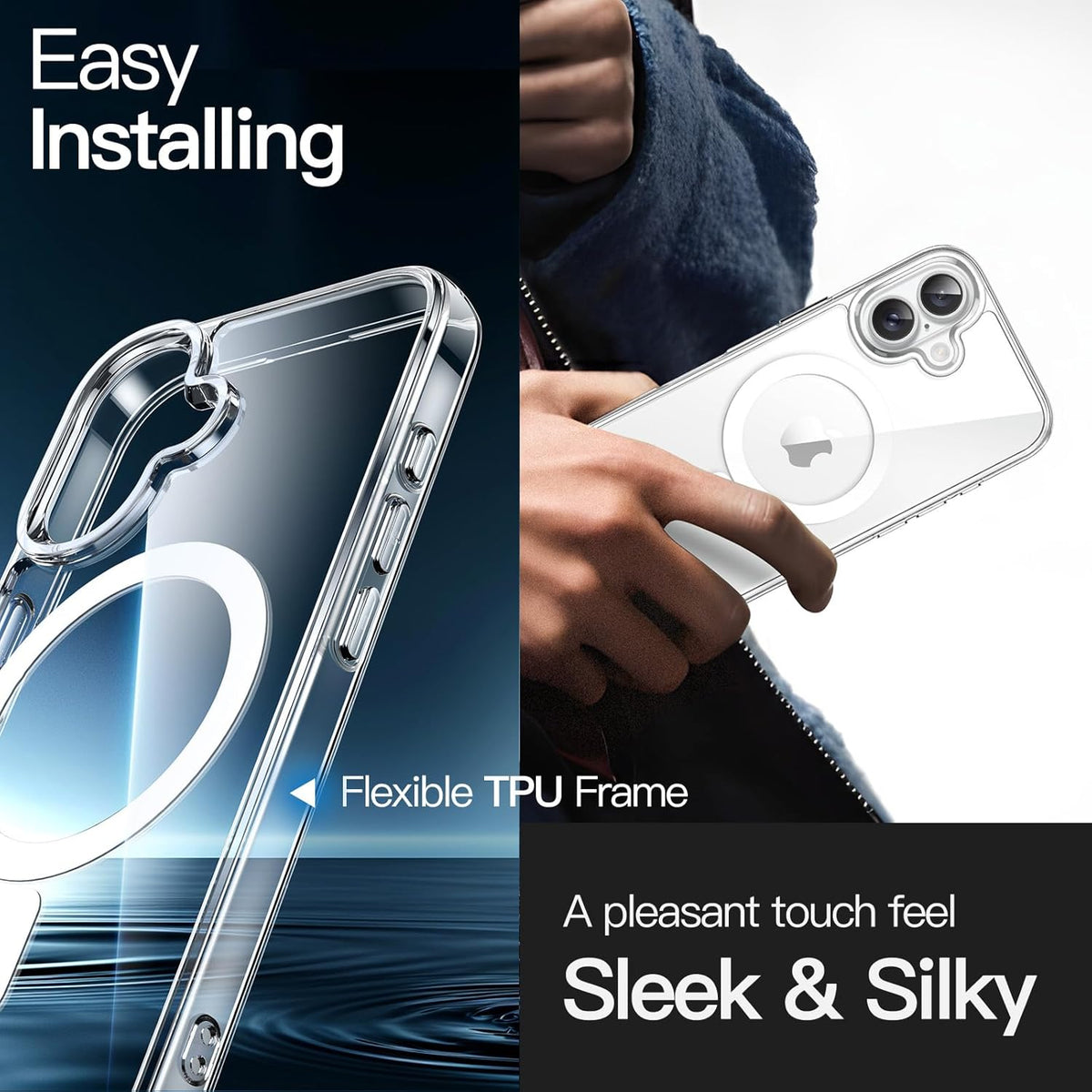 JETech Magnetic Case for iPhone 16, Clear
