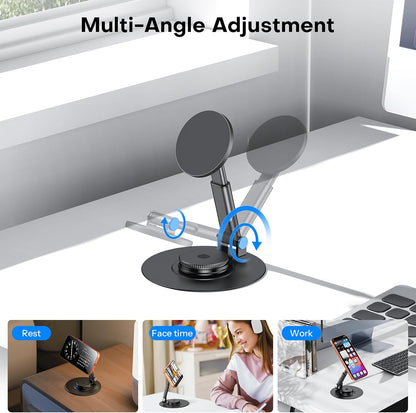 OMOTON MS05 [Height Adjustable] 360° Rotating Magnetic Phone Stand, Black