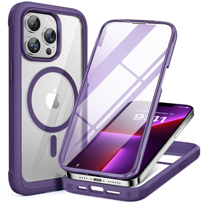 Miracase Magnetic for iPhone 15 Pro Max Case 6.7'' [Compatible with Magsafe] Full-Body Drop Proof Bumper Phone Case for iPhone 15 Pro Max with Built-in 9H Tempered Glass Screen Protector,Black