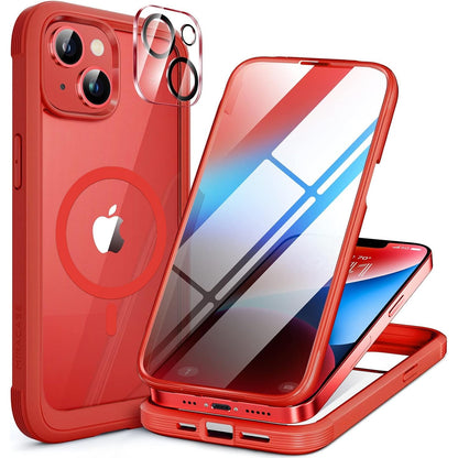 Miracase Magnetic for iPhone 15 Pro Max Case 6.7'' [Compatible with Magsafe] Full-Body Drop Proof Bumper Phone Case for iPhone 15 Pro Max with Built-in 9H Tempered Glass Screen Protector,Black