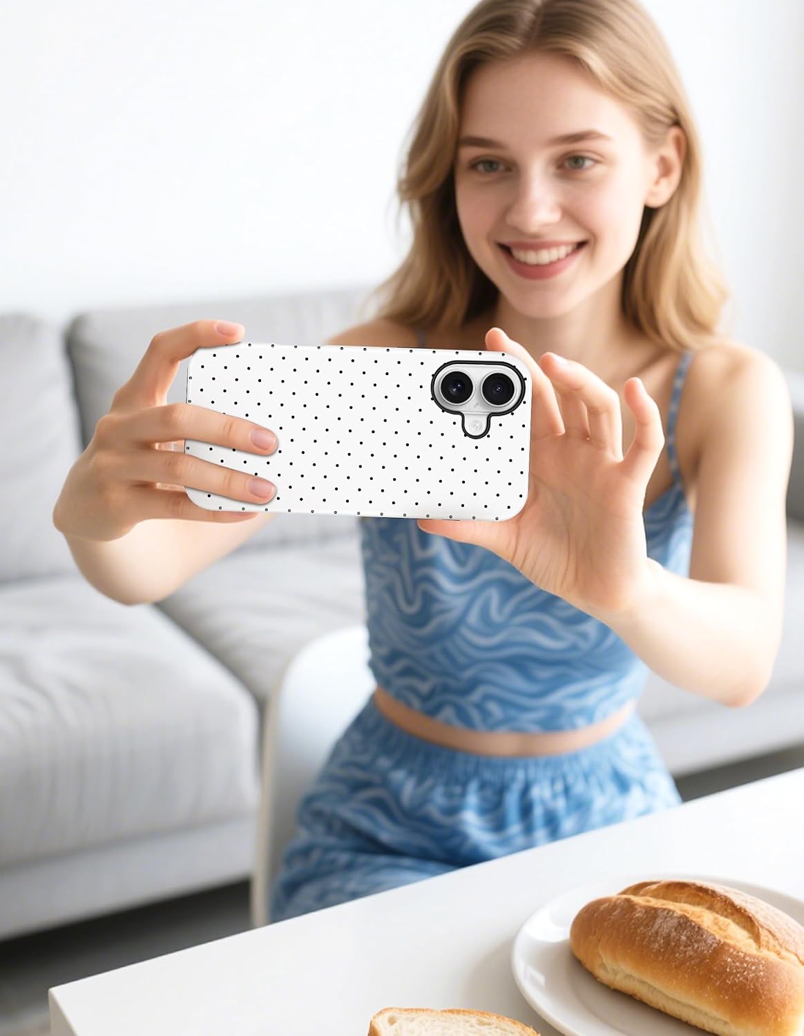 Jusy Magnetic Polka Dot Case for iPhone 16,White