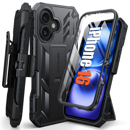 FNTCASE for iPhone 17e Case with Built-in Screen Protector and Kickstand