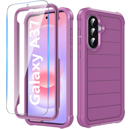 Hensinple for Samsung Galaxy A37 5G Phone Case with Screen Protector, Heavy Duty Military Shockproof Full Body Durable TPU Protective Cover Case for Samsung A37 5G (Black)