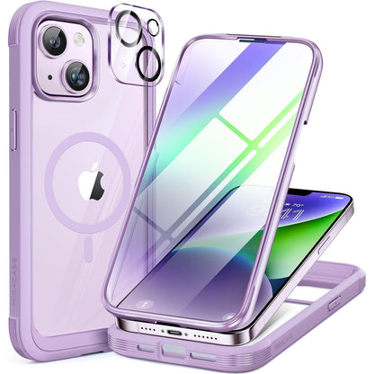 Miracase Magnetic for iPhone 15 Pro Max Case 6.7'' [Compatible with Magsafe] Full-Body Drop Proof Bumper Phone Case for iPhone 15 Pro Max with Built-in 9H Tempered Glass Screen Protector,Black