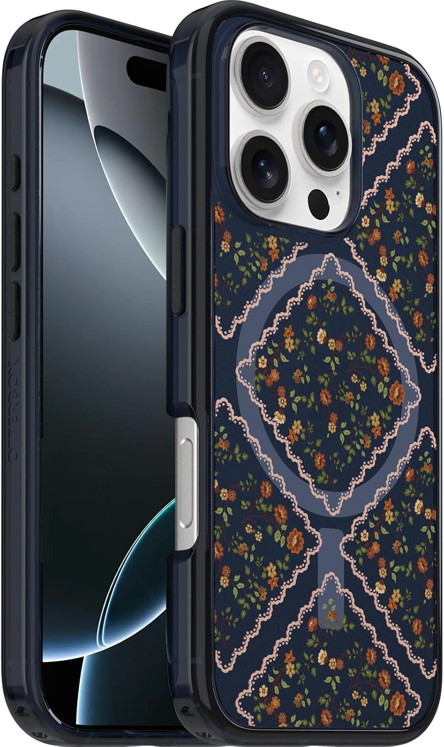 OtterBox iPhone 16 Pro Symmetry Series Clear Case - Floral Romance Blue