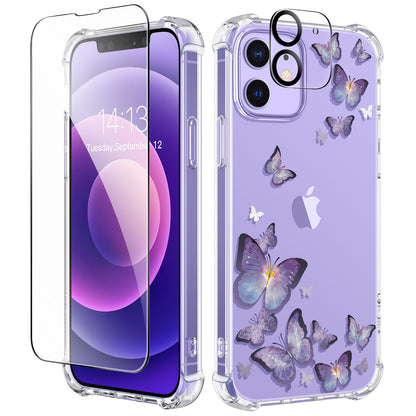 GVIEWIN for iPhone 14 Case Floral, Screen Protector & Camera Lens Protector