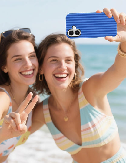 Magnetic Striped Phone Case for iPhone 17, Navy Blue