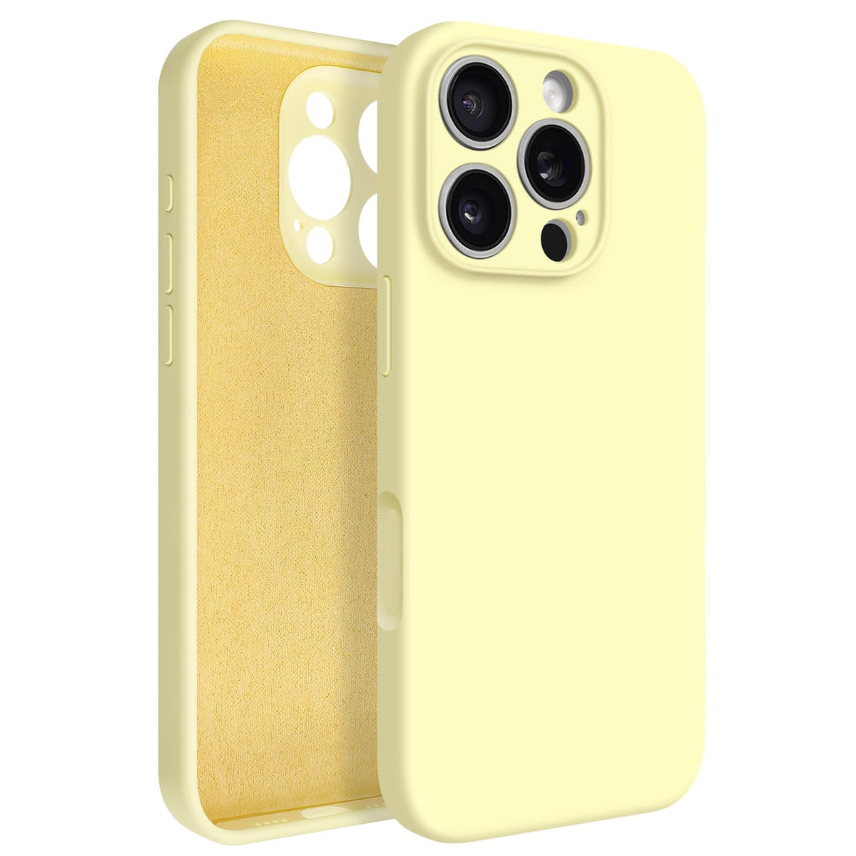 Newseego for iPhone 17 Pro Max Case with Camera Control Button, Solid Color Liquid Silicone Case for Women Girls Men Anti-Scratch Lining Shockproof Drop Protective Cover for iPhone 17 Pro Max-Yellow