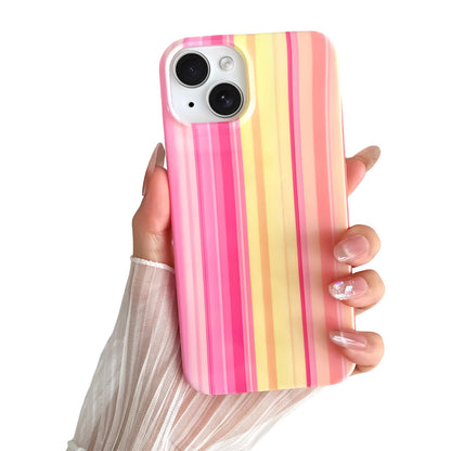 Yeddabox for iPhone 16 Pro Case Cute Striped Phone Case Soft TPU Slim Shockproof Phone Cover for Women Girls, Pink and Yellow