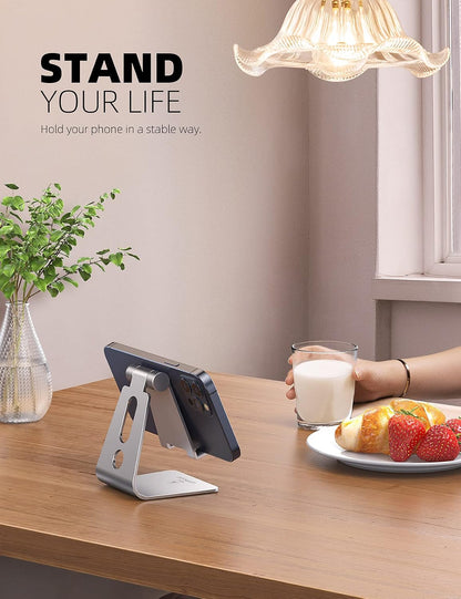 Lamicall Aluminum Cell Phone Stand, Adjustable Desk Phone Holder for iPhone