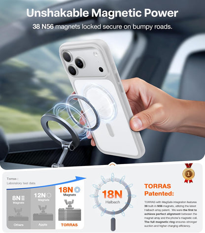 TORRAS Magnetic Shockproof for iPhone 17 Pro Case, Camera Control Silver