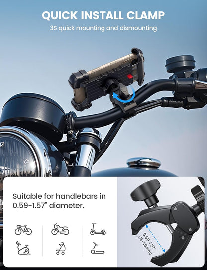 Lamicall Bike Phone Holder Mount - Motorcycle E-Bike Scooter Handlebar Clip