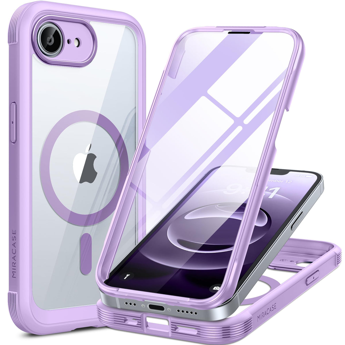 Miracase Magnetic for iPhone 15 Pro Max Case 6.7'' [Compatible with Magsafe] Full-Body Drop Proof Bumper Phone Case for iPhone 15 Pro Max with Built-in 9H Tempered Glass Screen Protector,Black