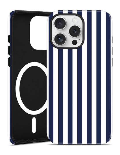 Magnetic Striped Phone Case for iPhone 17, Navy Blue