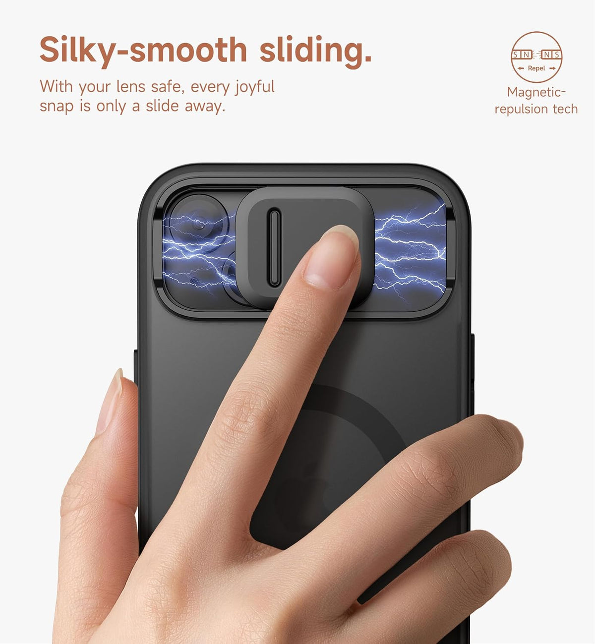 SURITCH for iPhone 15 Case, Compatible with MagSafe, Built-in Kickstand & Camera Cover & Translucent Back, Shockproof Rugged Protective Phone Cover 6.1 Inch, Black
