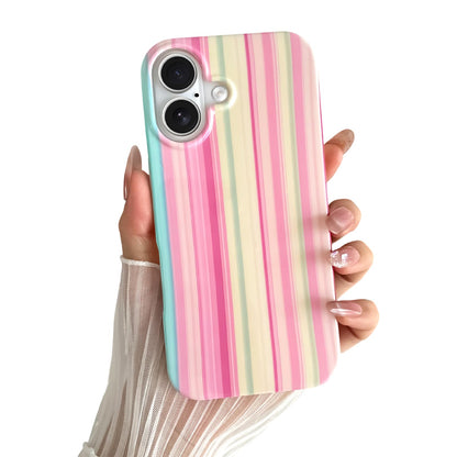 Yeddabox for iPhone 16 Pro Case Cute Striped Phone Case Soft TPU Slim Shockproof Phone Cover for Women Girls, Pink and Yellow