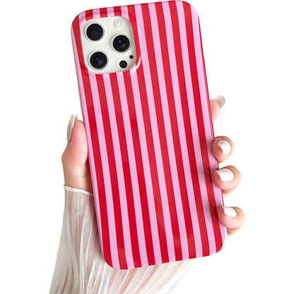 Yeddabox for iPhone 16 Pro Case Cute Striped Phone Case Soft TPU Slim Shockproof Phone Cover for Women Girls, Pink and Yellow