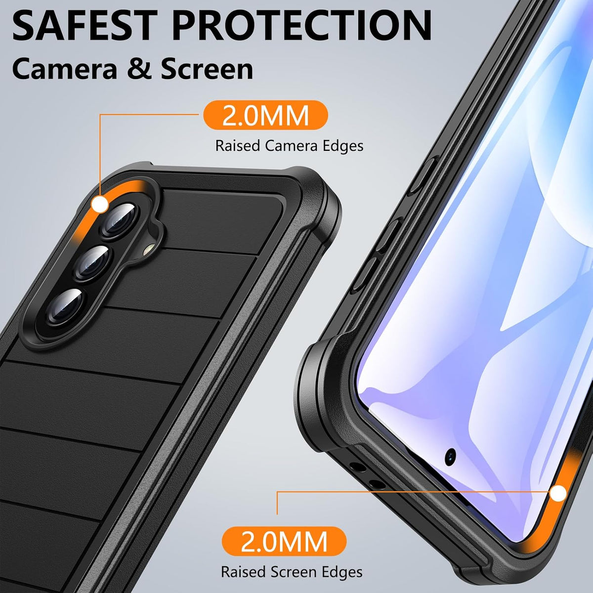 Hensinple for Samsung Galaxy A37 5G Phone Case with Screen Protector, Heavy Duty Military Shockproof Full Body Durable TPU Protective Cover Case for Samsung A37 5G (Black)