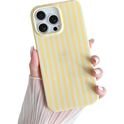 Yeddabox for iPhone 16 Pro Case Cute Striped Phone Case Soft TPU Slim Shockproof Phone Cover for Women Girls, Pink and Yellow