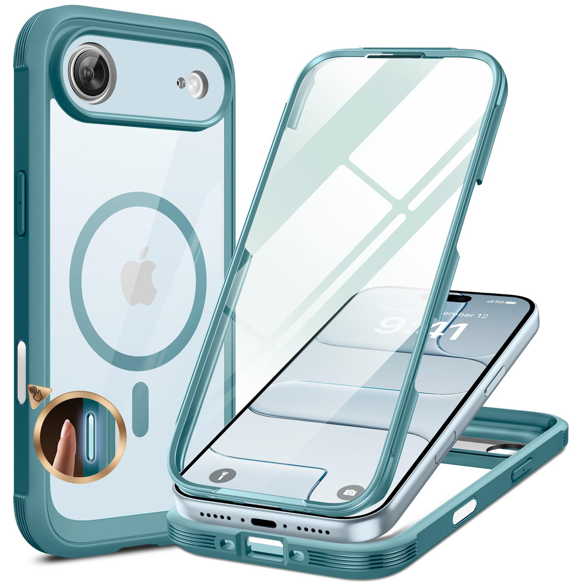 Miracase Magnetic for iPhone 15 Pro Max Case 6.7'' [Compatible with Magsafe] Full-Body Drop Proof Bumper Phone Case for iPhone 15 Pro Max with Built-in 9H Tempered Glass Screen Protector,Black