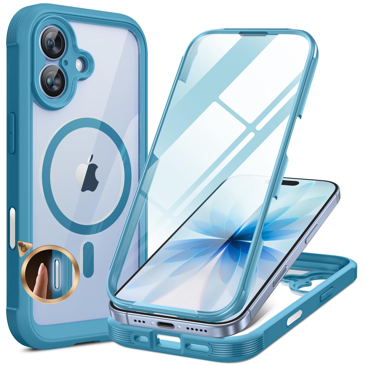 Miracase Magnetic for iPhone 15 Pro Max Case 6.7'' [Compatible with Magsafe] Full-Body Drop Proof Bumper Phone Case for iPhone 15 Pro Max with Built-in 9H Tempered Glass Screen Protector,Black