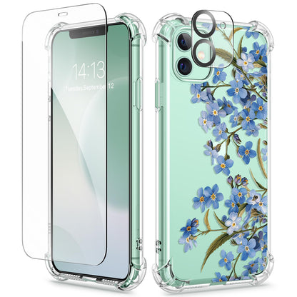 GVIEWIN for iPhone 14 Case Floral, Screen Protector & Camera Lens Protector
