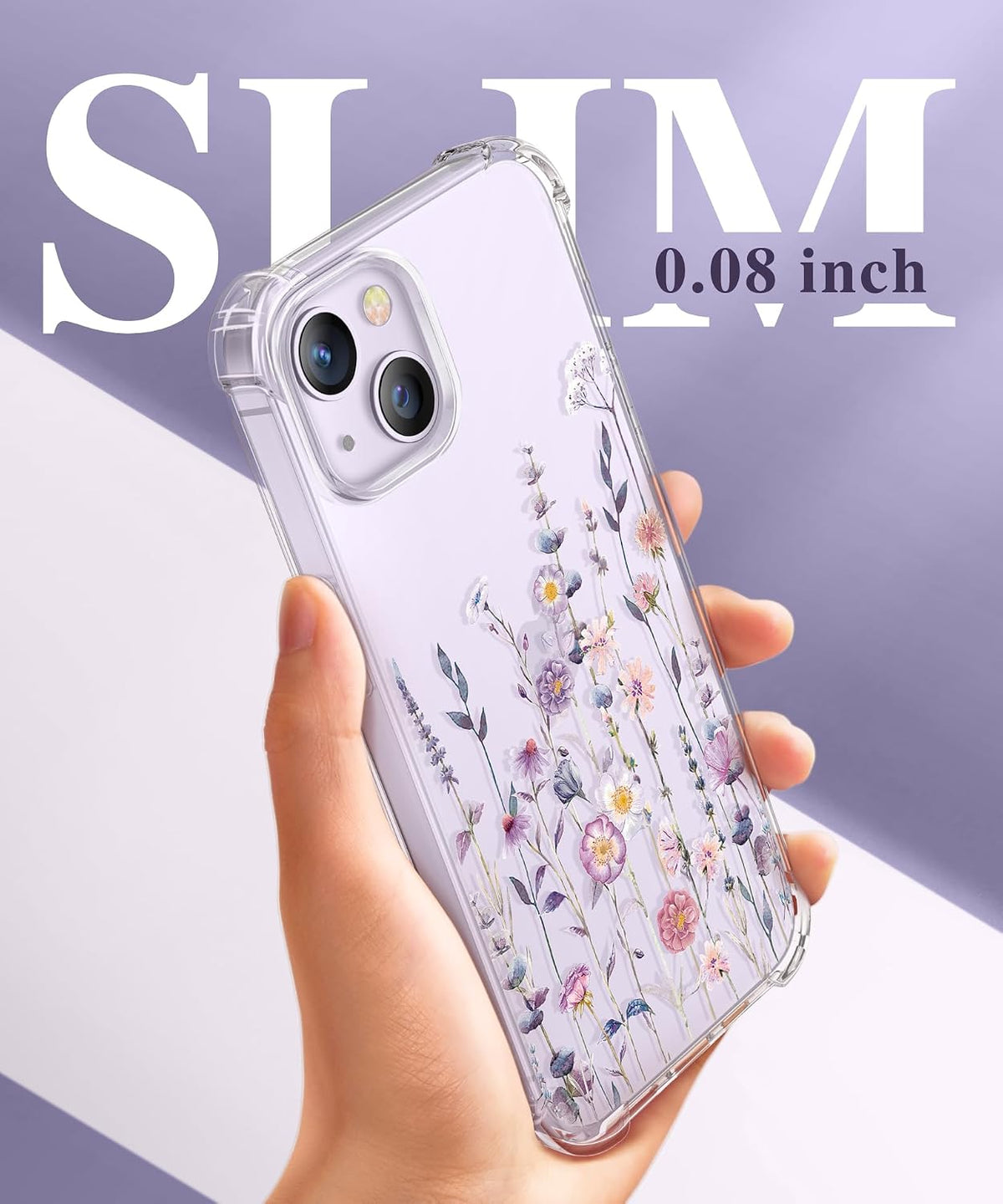 GVIEWIN for iPhone 14 Case Floral, Screen Protector & Camera Lens Protector