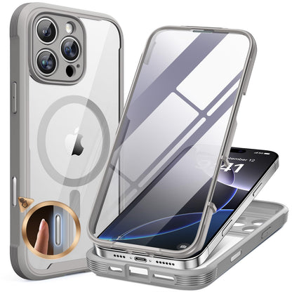 Miracase Magnetic for iPhone 15 Pro Max Case 6.7'' [Compatible with Magsafe] Full-Body Drop Proof Bumper Phone Case for iPhone 15 Pro Max with Built-in 9H Tempered Glass Screen Protector,Black