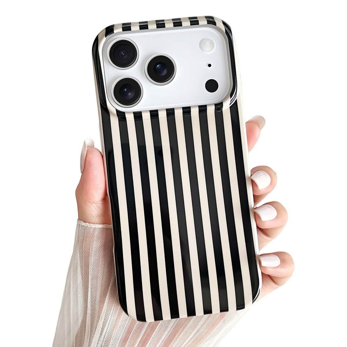 Yeddabox for iPhone 16 Pro Case Cute Striped Phone Case Soft TPU Slim Shockproof Phone Cover for Women Girls, Pink and Yellow