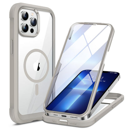 Miracase Magnetic for iPhone 15 Pro Max Case 6.7'' [Compatible with Magsafe] Full-Body Drop Proof Bumper Phone Case for iPhone 15 Pro Max with Built-in 9H Tempered Glass Screen Protector,Black