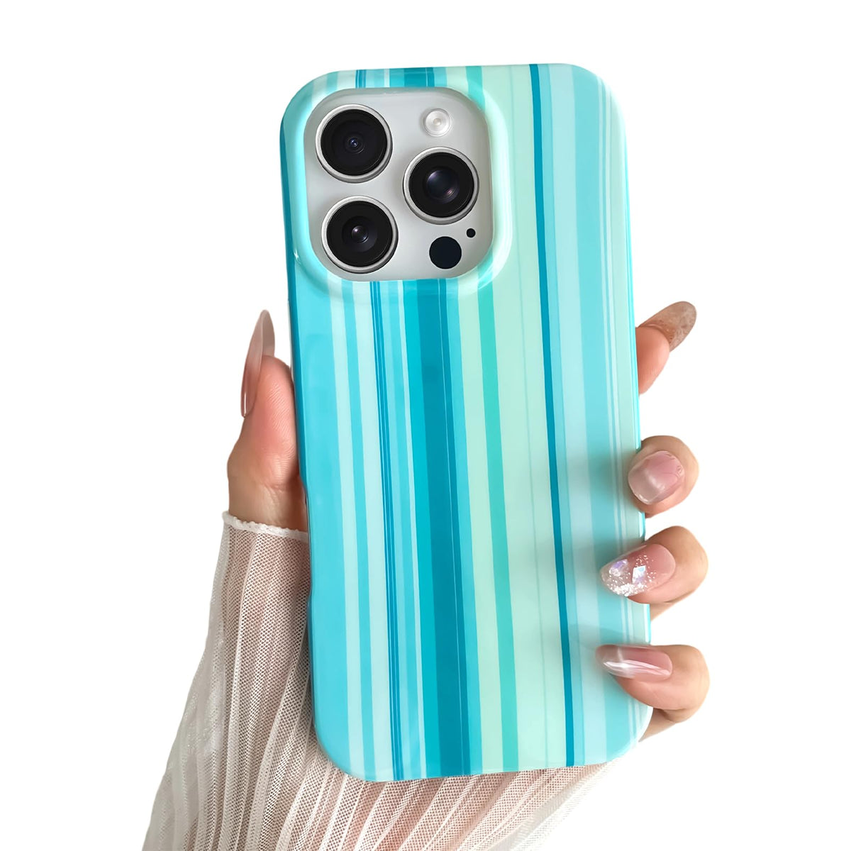 Yeddabox for iPhone 16 Pro Case Cute Striped Phone Case Soft TPU Slim Shockproof Phone Cover for Women Girls, Pink and Yellow