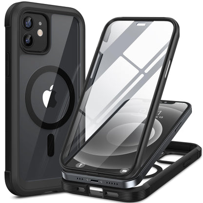 Miracase Magnetic for iPhone 15 Pro Max Case 6.7'' [Compatible with Magsafe] Full-Body Drop Proof Bumper Phone Case for iPhone 15 Pro Max with Built-in 9H Tempered Glass Screen Protector,Black