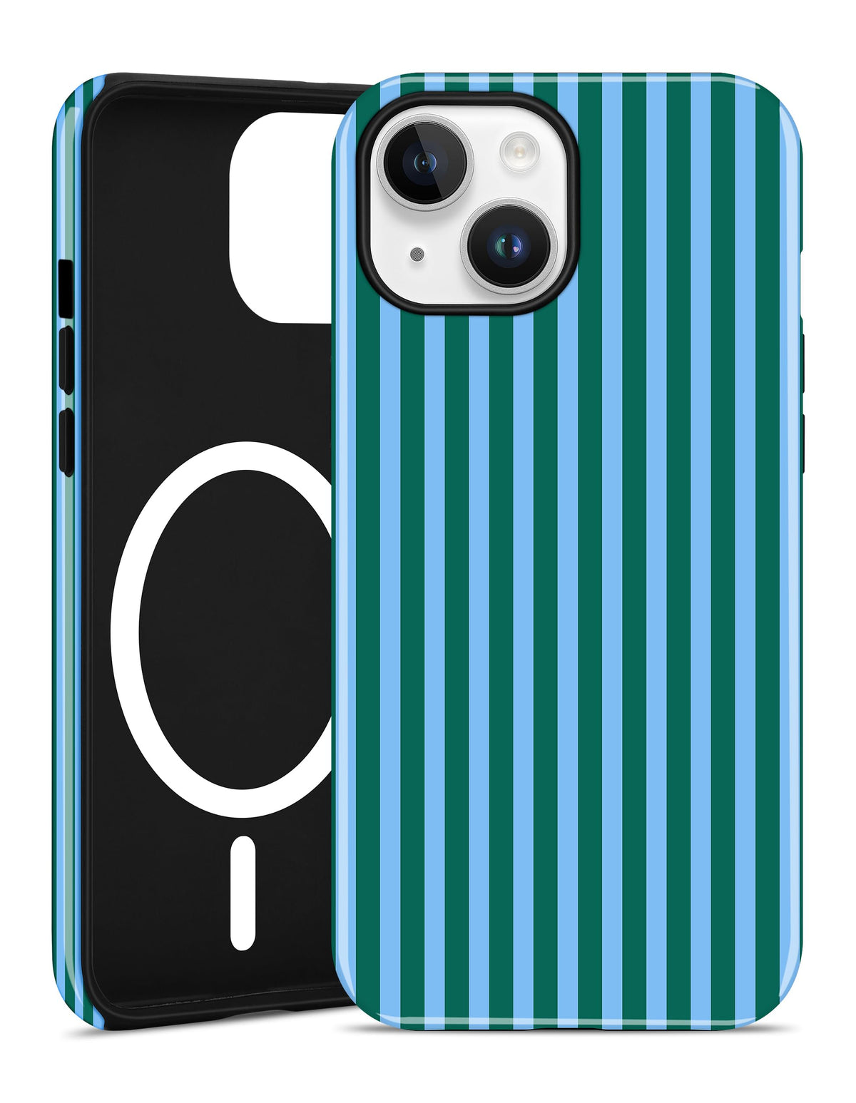 Magnetic Striped Phone Case for iPhone 17, Navy Blue