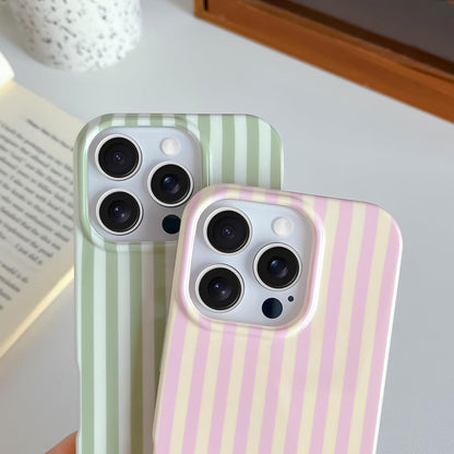 Yeddabox for iPhone 16 Pro Case Cute Striped Phone Case Soft TPU Slim Shockproof Phone Cover for Women Girls, Pink and Yellow