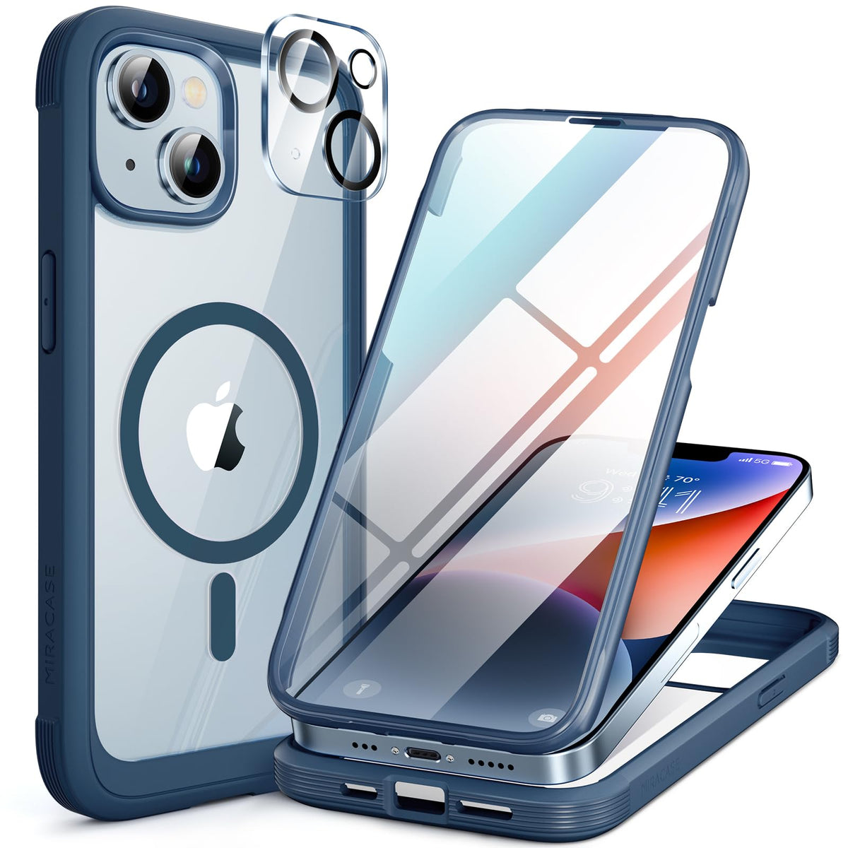 Miracase Magnetic for iPhone 15 Pro Max Case 6.7'' [Compatible with Magsafe] Full-Body Drop Proof Bumper Phone Case for iPhone 15 Pro Max with Built-in 9H Tempered Glass Screen Protector,Black