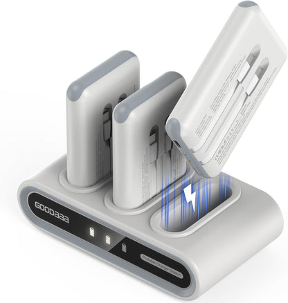 GOODaaa Portable Charger, 3-Pack 10000mAh Slim Power Bank Built in Cables