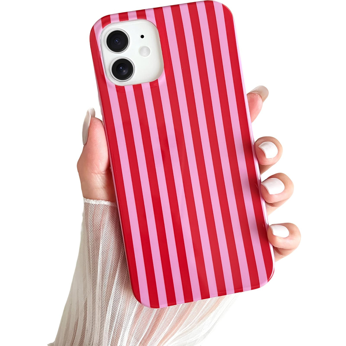 Yeddabox for iPhone 16 Pro Case Cute Striped Phone Case Soft TPU Slim Shockproof Phone Cover for Women Girls, Pink and Yellow
