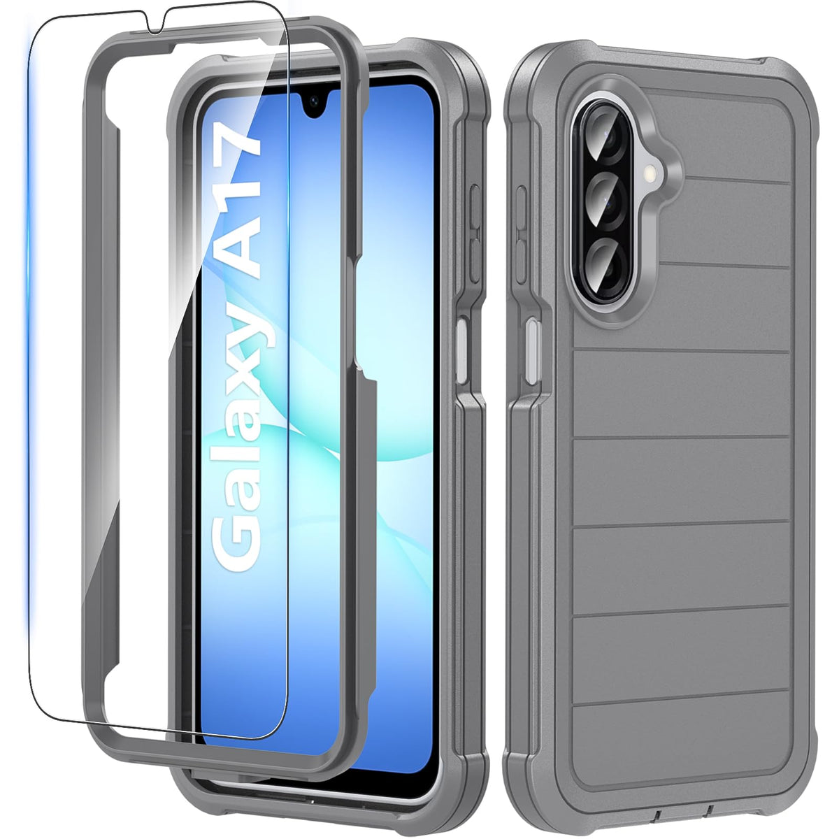 Hensinple for Samsung Galaxy A37 5G Phone Case with Screen Protector, Heavy Duty Military Shockproof Full Body Durable TPU Protective Cover Case for Samsung A37 5G (Black)