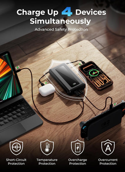 Portable Charger 50000mAh, Power Bank Fast Charging with Built-in Cables