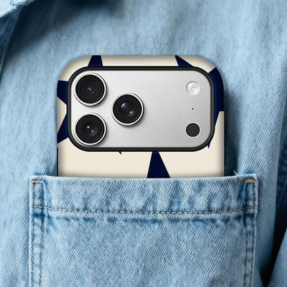 for iPhone 17 Pro Max/iPhone 18 Pro Max Case | Beige Navy Blue Stars | Slim Drop Protection Design