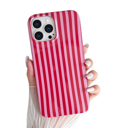 Yeddabox for iPhone 16 Pro Case Cute Striped Phone Case Soft TPU Slim Shockproof Phone Cover for Women Girls, Pink and Yellow
