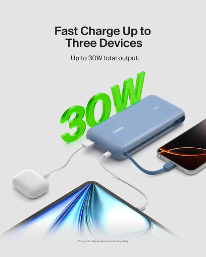 Belkin 20000mAh 30W USB C Power Bank, Portable Charger for iPhone & iPad