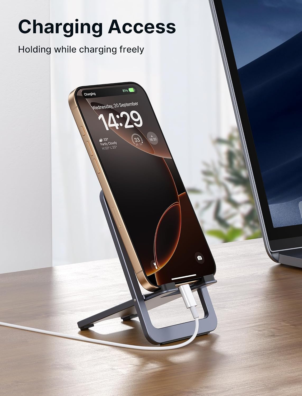 JSAUX Fold-Flat Cell Phone Stand 2-Pack, Adjustable Desk Holder-Gray