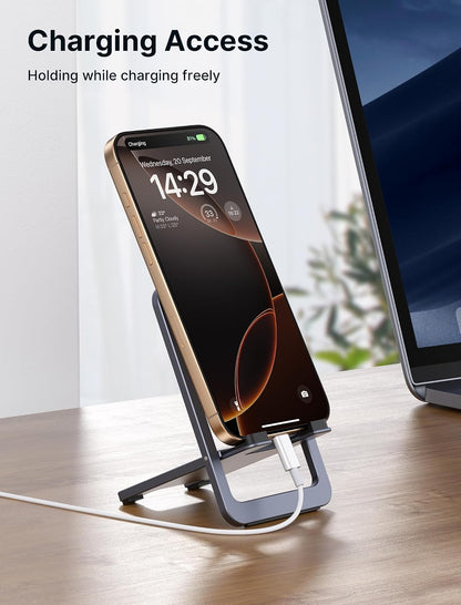 JSAUX Fold-Flat Cell Phone Stand 2-Pack, Adjustable Desk Holder-Gray