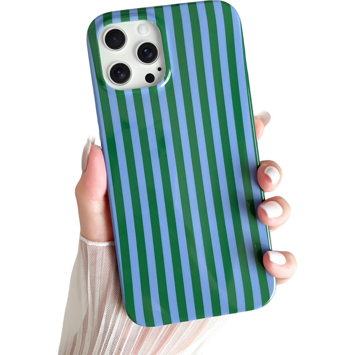 Yeddabox for iPhone 16 Pro Case Cute Striped Phone Case Soft TPU Slim Shockproof Phone Cover for Women Girls, Pink and Yellow