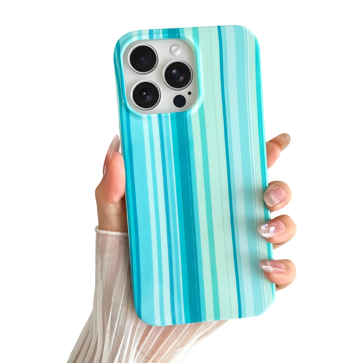 Yeddabox for iPhone 16 Pro Case Cute Striped Phone Case Soft TPU Slim Shockproof Phone Cover for Women Girls, Pink and Yellow