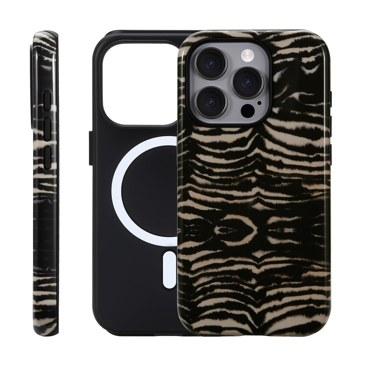 for iPhone 17 ProMax/18 ProMax Case - Wireless Charging for MagSafe, Dual-Layer Design (Outer Hard PC Shell + Inner Soft TPU Shell), Unisex Shockproof Protective Case - Tiger Stripe Pattern.