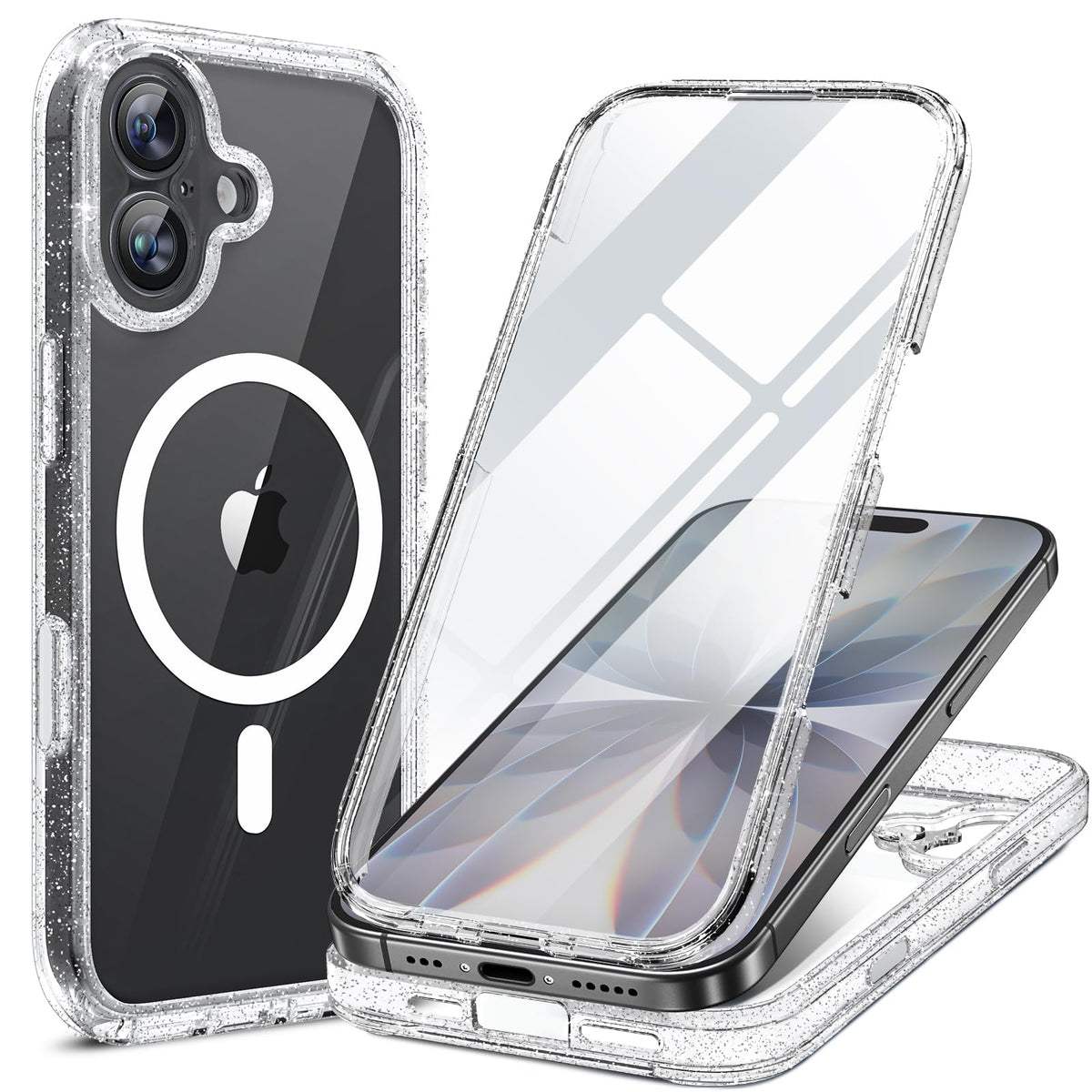 Miracase Magnetic for iPhone 15 Pro Max Case 6.7'' [Compatible with Magsafe] Full-Body Drop Proof Bumper Phone Case for iPhone 15 Pro Max with Built-in 9H Tempered Glass Screen Protector,Black