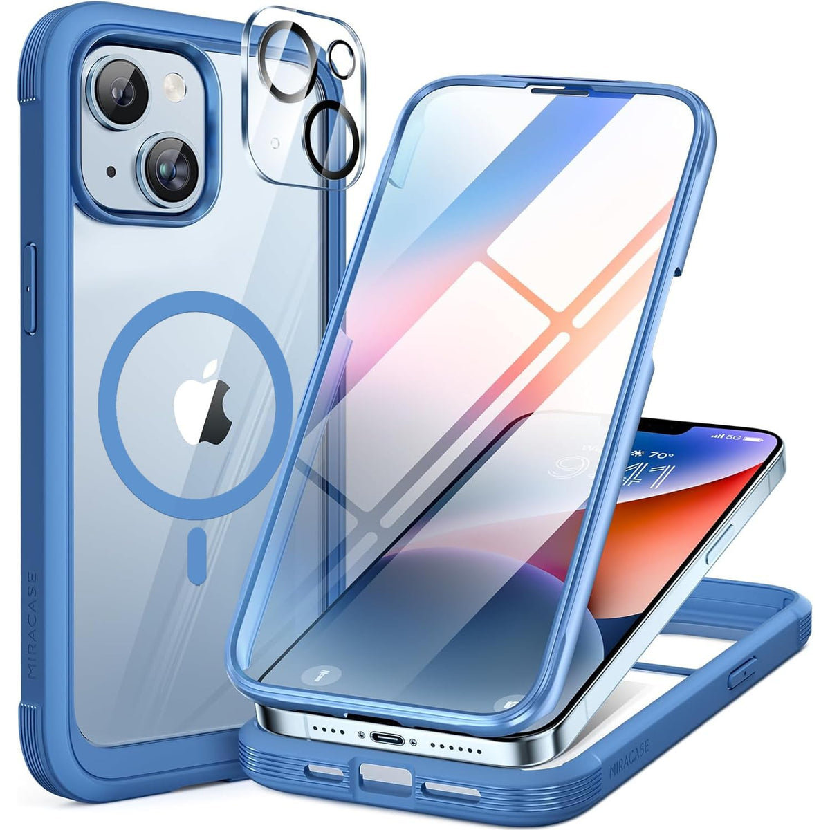 Miracase Magnetic for iPhone 15 Pro Max Case 6.7'' [Compatible with Magsafe] Full-Body Drop Proof Bumper Phone Case for iPhone 15 Pro Max with Built-in 9H Tempered Glass Screen Protector,Black